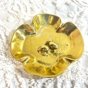 Vintage Virginia metal crafters brass pond duck ashtray decor gift